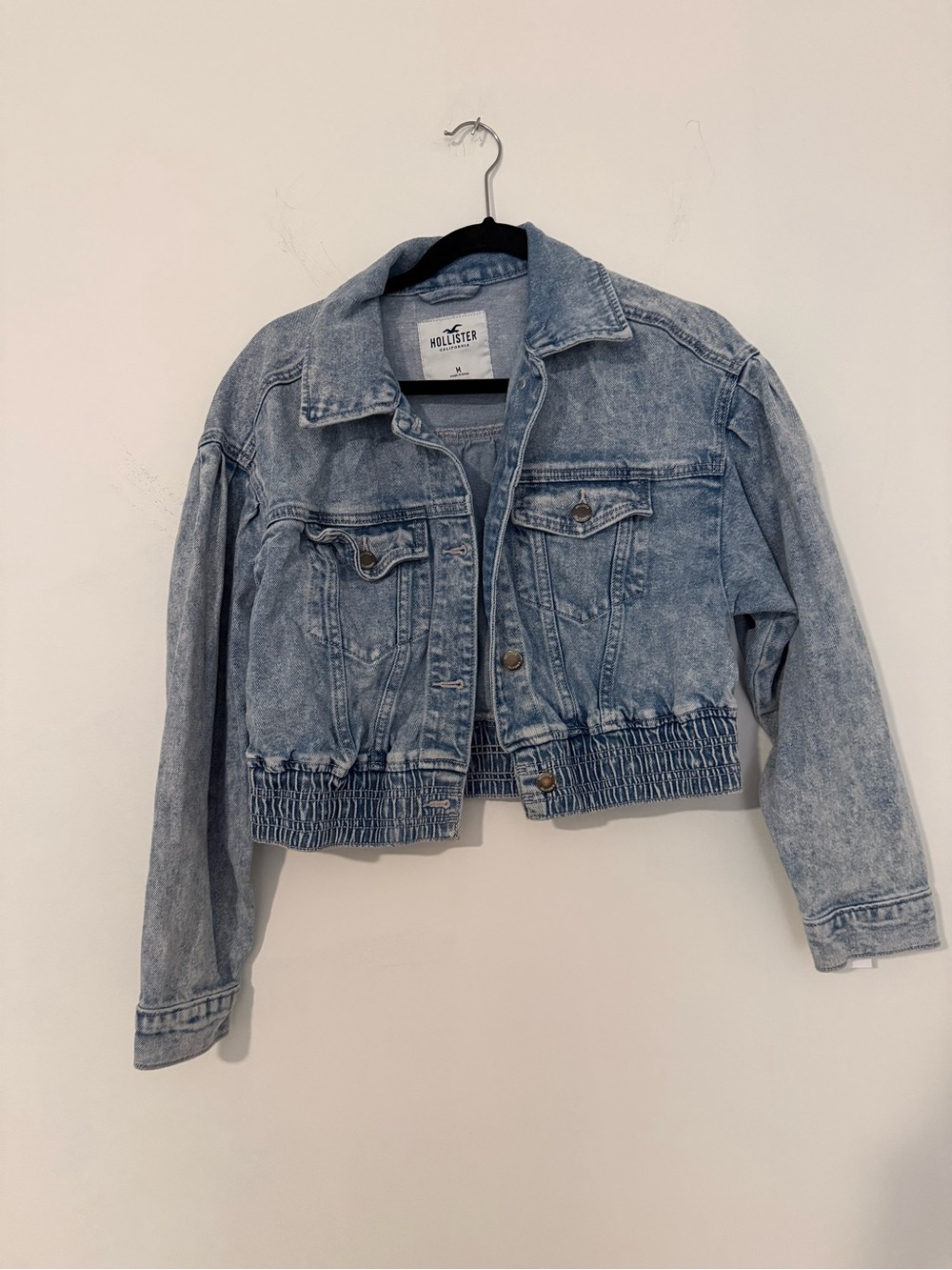 Hollister Washed Light Blue Cropped Denim Jacket